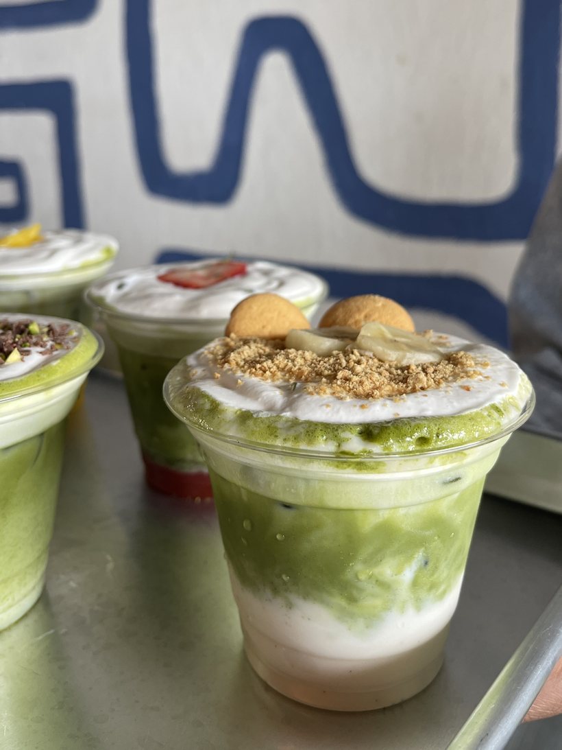 Banana pudding matcha latte at Dèlf Café — Sunrise, FL